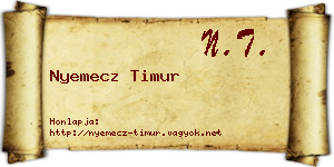Nyemecz Timur névjegykártya